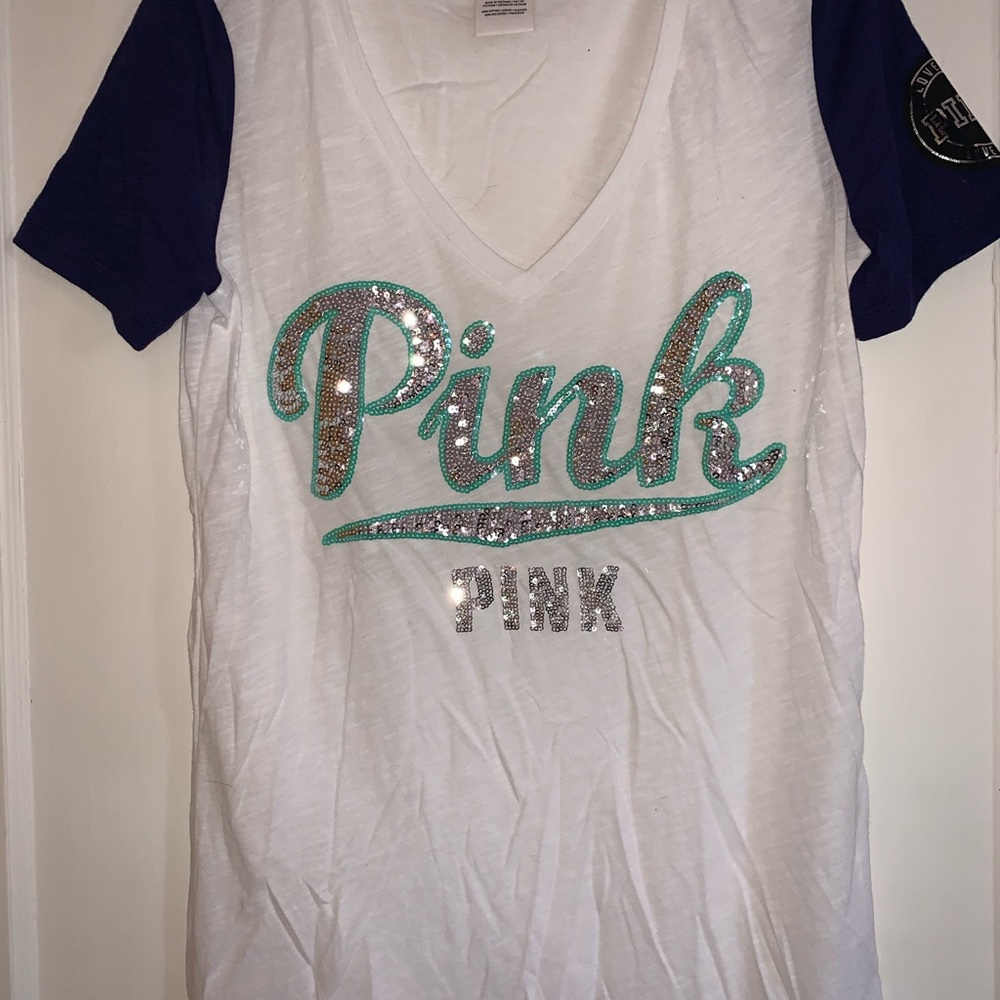 XS PINK T-Shirt with Sequined Lettering!